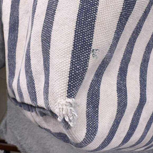 Baggu Tote Bag White Canvas Double Handle Nautical Sailor Stripe Shoulder - Picture 8 of 16